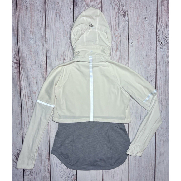 Athleta Jacket Women M White Gray Heather Full Zip Hiking Gorpcore Outdoor Basic - Picture 8 of 12